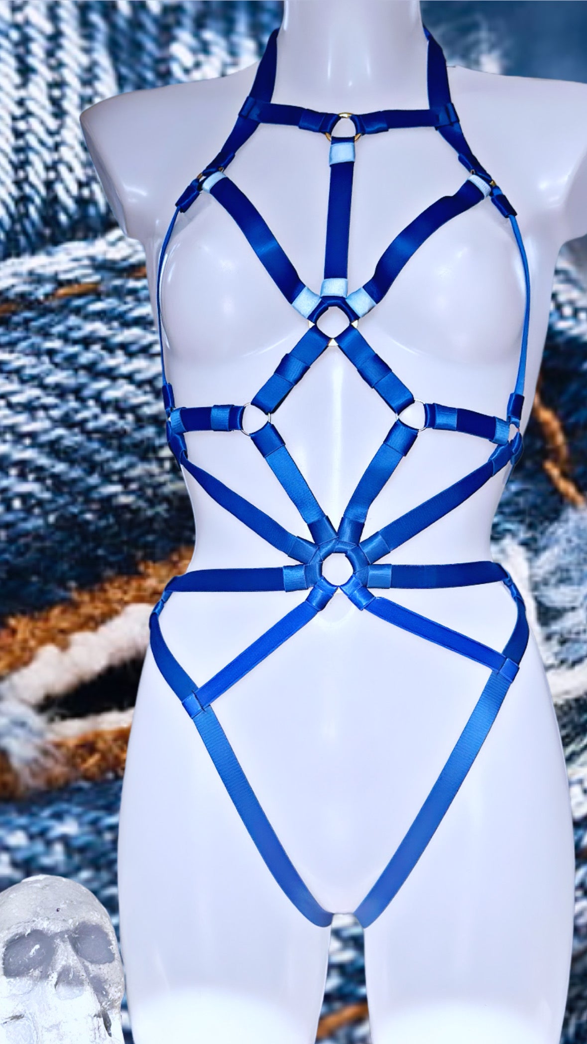 SUPERNOVA Bodysuit, One Off Sample in Denim Blue S/M