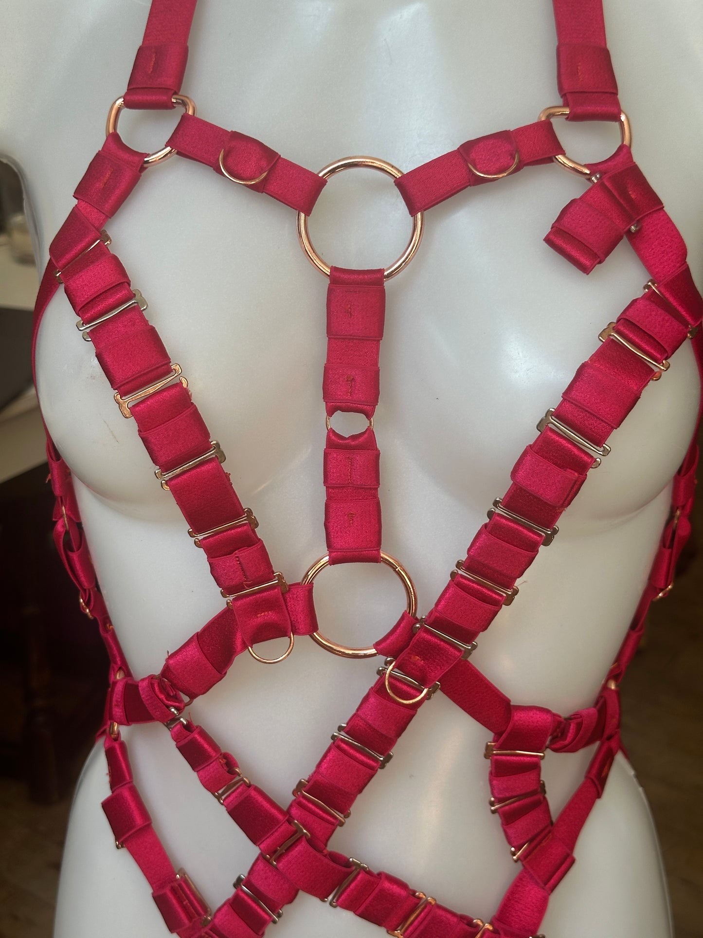 EVOLVE Bodysuit, Cherry links, mixed hardware , rose gold -BESPOKE SAMPLE