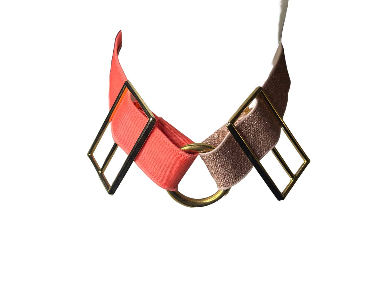Neon Pink/Rose Gold Choker with Gold Uk Made Steel Buckles, SAMPLE