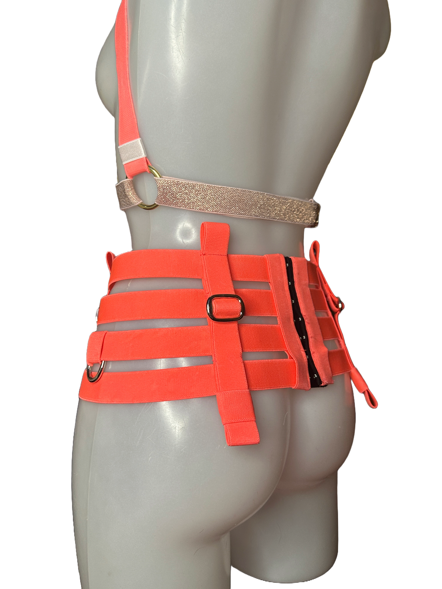 NEON Pink Corset Waspie Belt - Fits 10/12- SAMPLE- BELT- UV