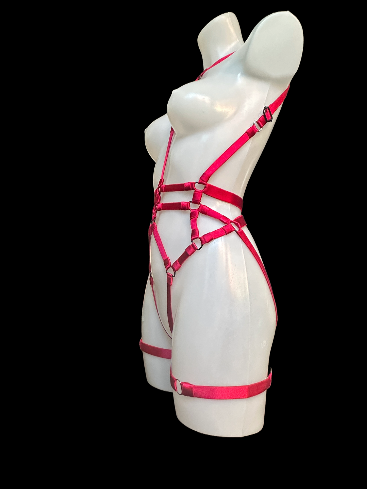 RACER Bodysuit & garter Set, Cherry, M to L - SAMPLE