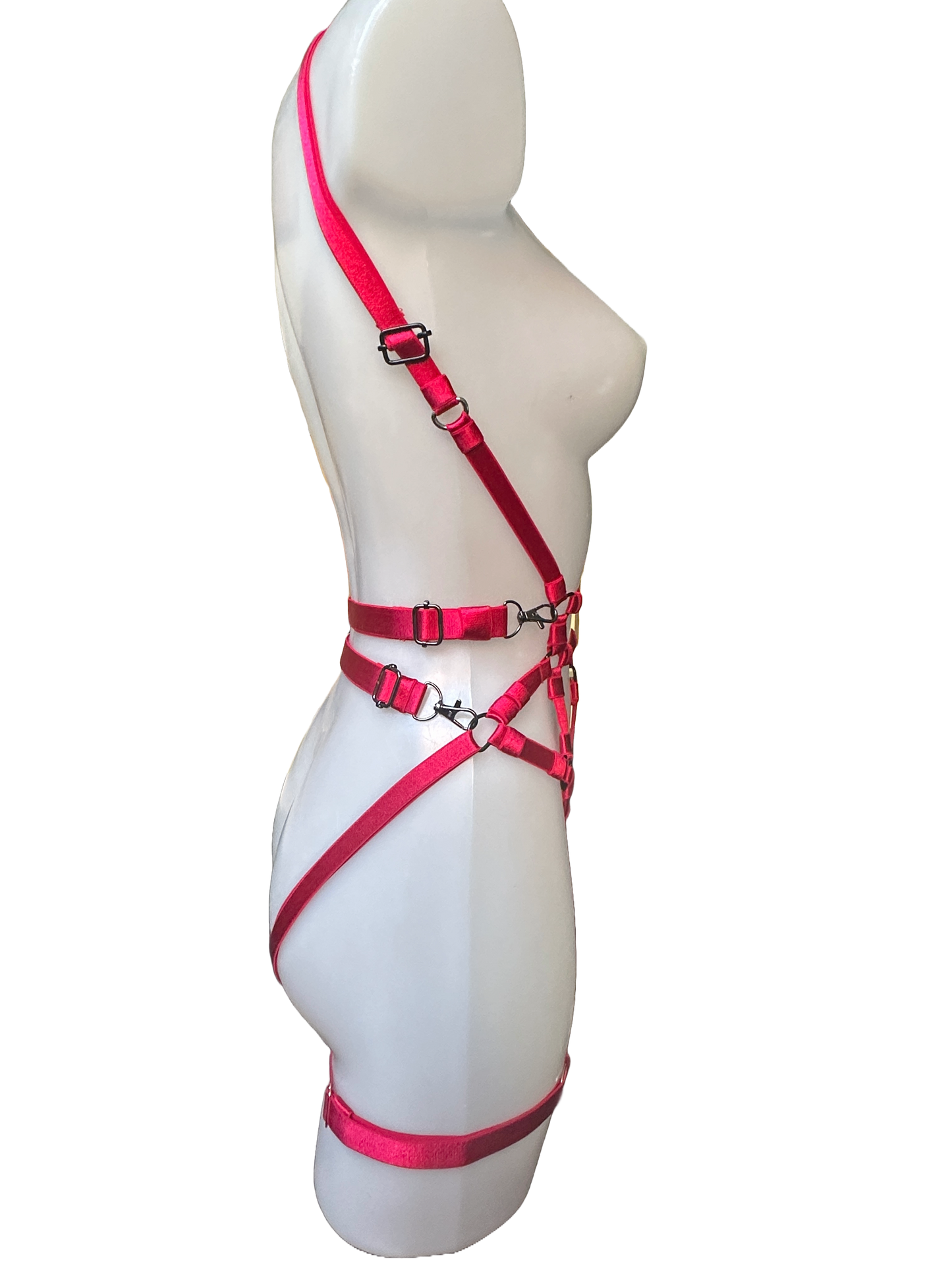 RACER Bodysuit & garter Set, Cherry, M to L - SAMPLE