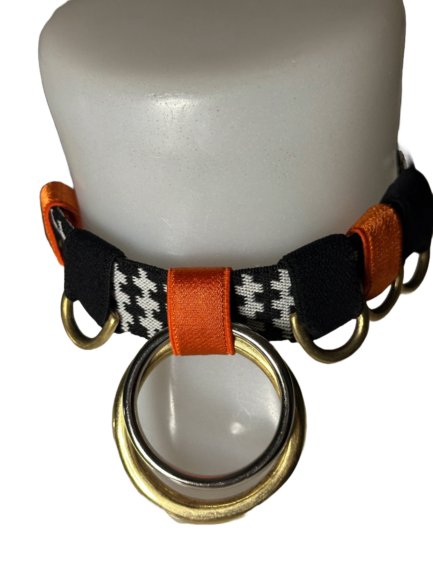 CHARMED RETRO CHOKER, Houndstooth orange/gold mix, SAMPLE