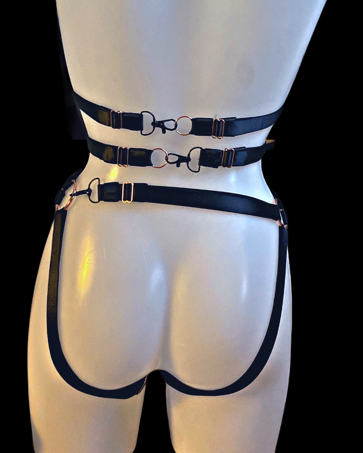 GALACTIC Bodysuit, Black and Silver mix with Rose gold Hardware -Size M- ONE OFF