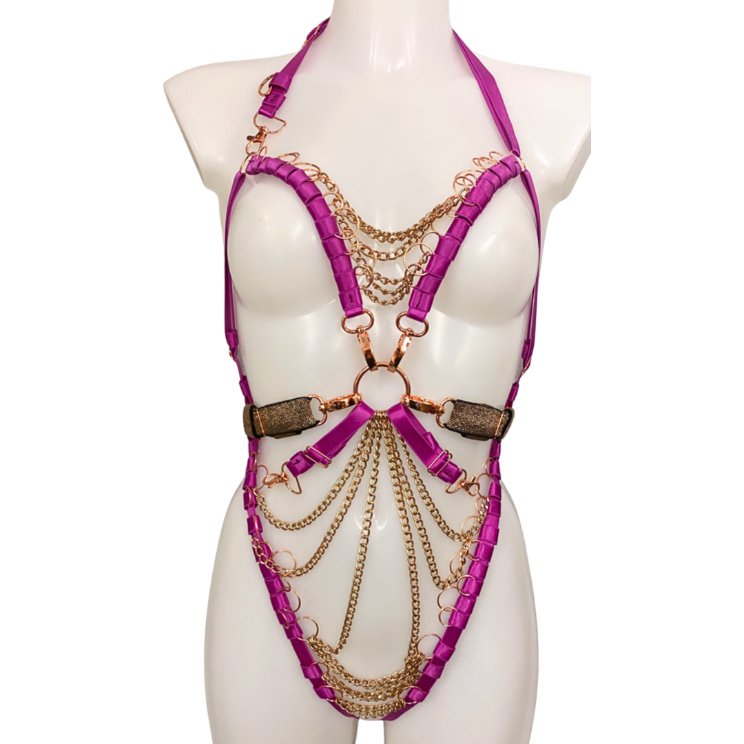 SEDUCTRESS Bodysuit, Hand DYED, Chain Details