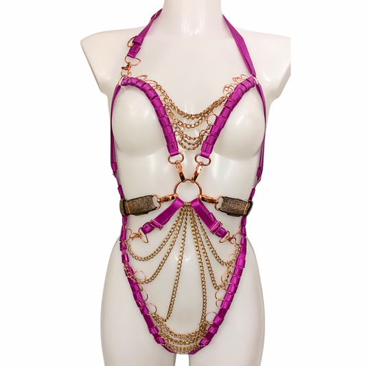 SEDUCTRESS Bodysuit, Hand DYED, Chain Details