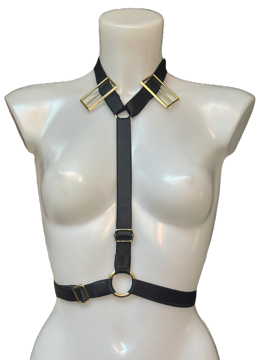 LUX Tie Harness, Black/Gold, One Size- Fully Adjustable