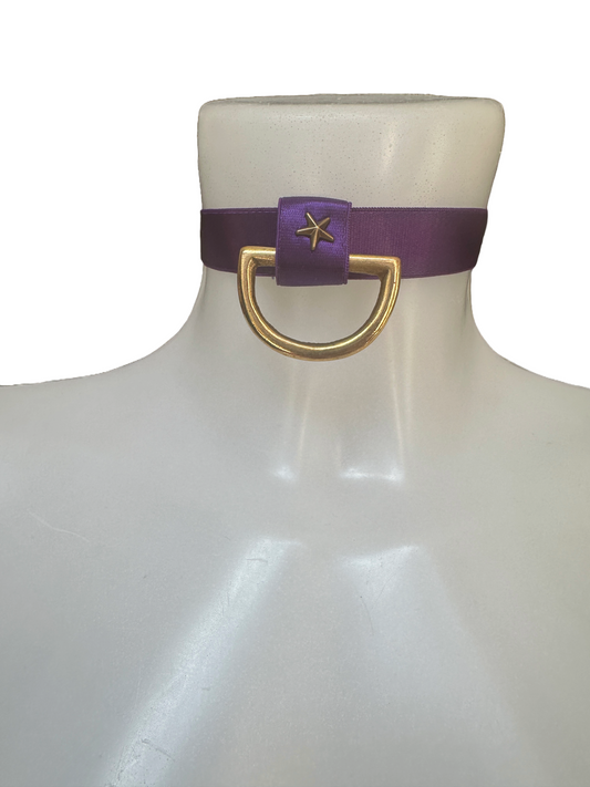 The PURPLE One-  Choker - HAND DYED - GOLD - SMALL