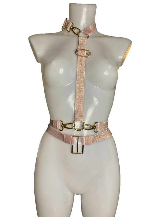 ROSE GOLD TIE & BELT SET - Interchangeable - Fits S-M/L