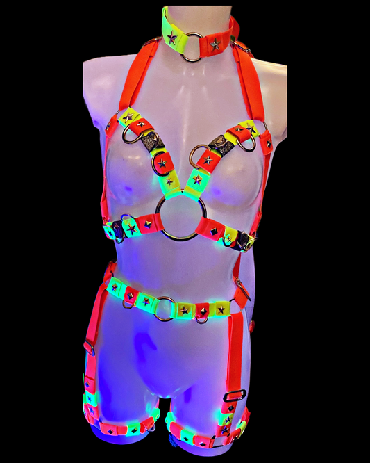 UV STARCHILD Garters + Cage Bra Set