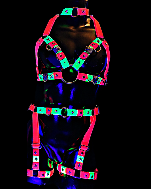 UV STARCHILD Garters + Cage Bra Set