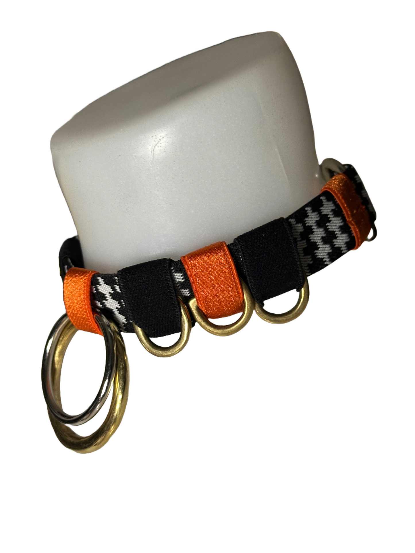 CHARMED RETRO CHOKER, Houndstooth orange/gold mix, SAMPLE